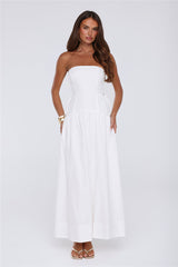 Just Feels Right Linen Blend Strapless Maxi Dress White