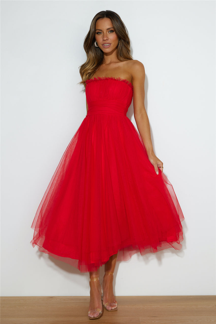 VIP Mood Midi Dress Red