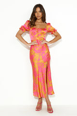 Passion In Friends Satin Maxi Dress Orange