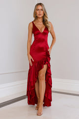 Twilight Luxe Satin Maxi Dress Maroon
