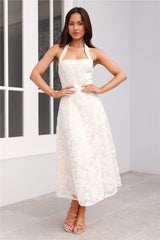 Disco Daze Halter Midi Dress White