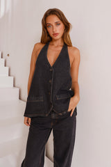 LIONESS Hills Halter Top Charcoal
