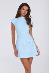 Good Outfit Day Tweed Mini Dress Blue