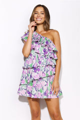 Flower Bloom Mini Dress Purple