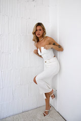 Trendsetter's Diary Denim Maxi Skirt White