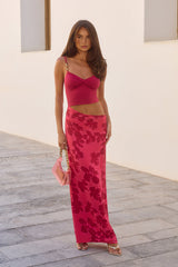 Blushing Petal Maxi Dress Red