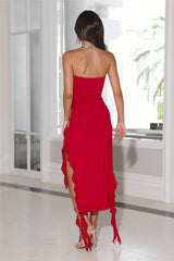 LIONESS Rendezvous Strapless Dress Red