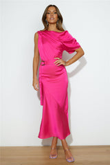 Party To Attend Midi Dress Fuschia