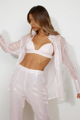 RUNAWAY The Sequin Shirt Pink