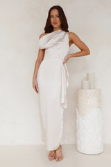 Satin Whisper Off Shoulder Maxi Dress Champagne