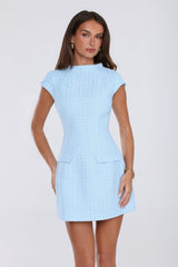 Good Outfit Day Tweed Mini Dress Blue