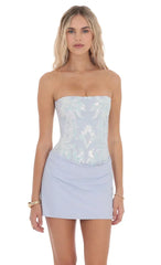 Sequin Draped Waist Dress in Pastel Blue