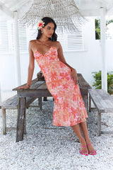 Flowery Wonderland Midi Dress Pink