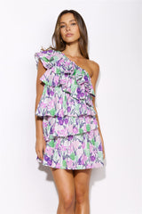 Flower Bloom Mini Dress Purple