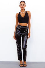 Baddie Central Faux Leather Pants Black