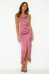 Precious Love Satin Midi Dress Pink
