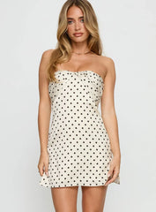 Irena Strapless Mini Dress Cream / Polka Dot