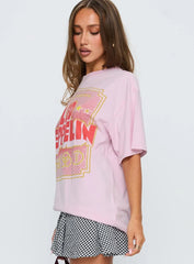 Led Zeppelin Oversized Vintage Graphic Top Pink